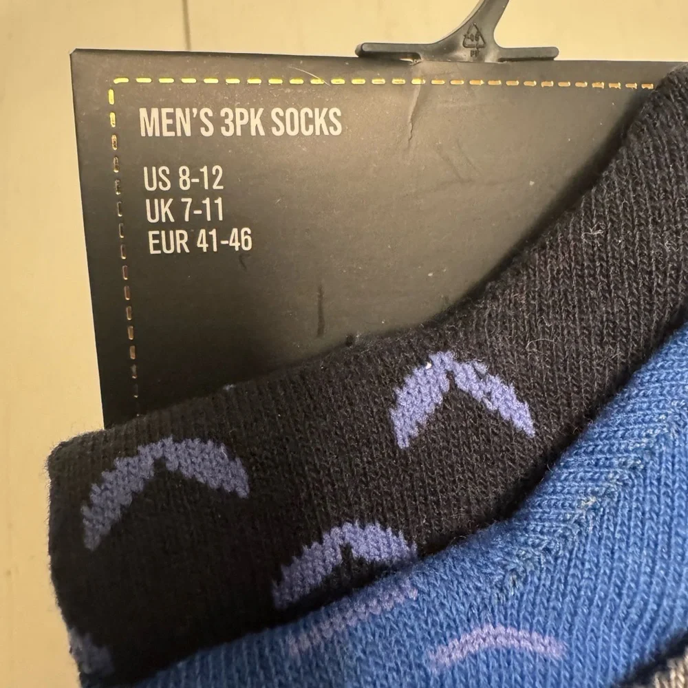 Top Hat & Tails Clothing Co London mens 3‎ pack crew socks shoe size 8-12